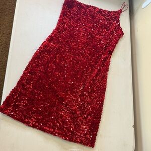 Red Velvet Sequined Dress - Midnight Doll - Small Red Homecoming Prom Dance